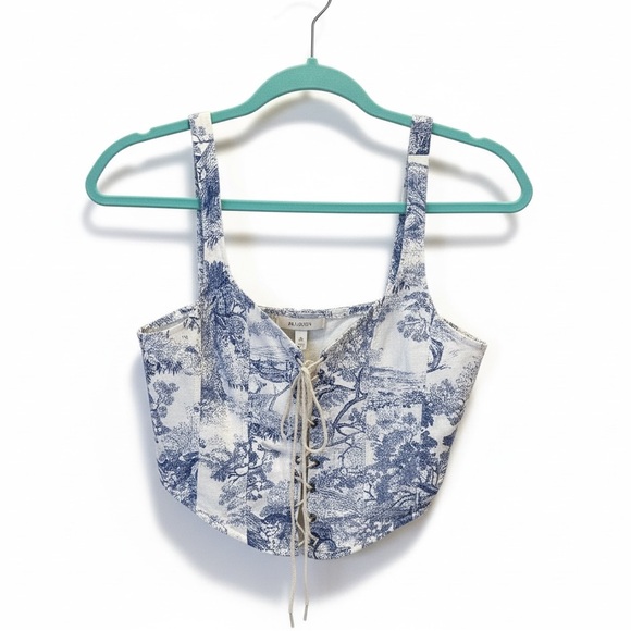 Cider Blue and White Printed Crop Top - Picture 3 of 6
